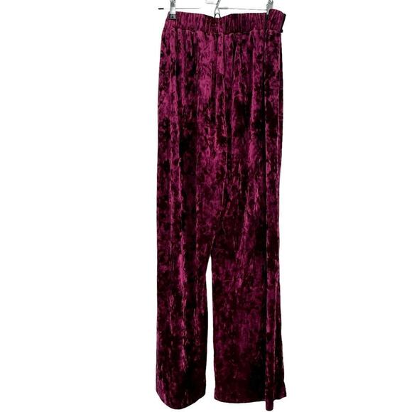 Maree Velvet Wide Leg Pant Belted Waist Burgundy Size 16 NWT - Picture 4 of 12